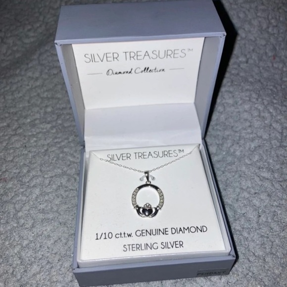 Sterling Silver necklace with genuine diamonds - Picture 2 of 4